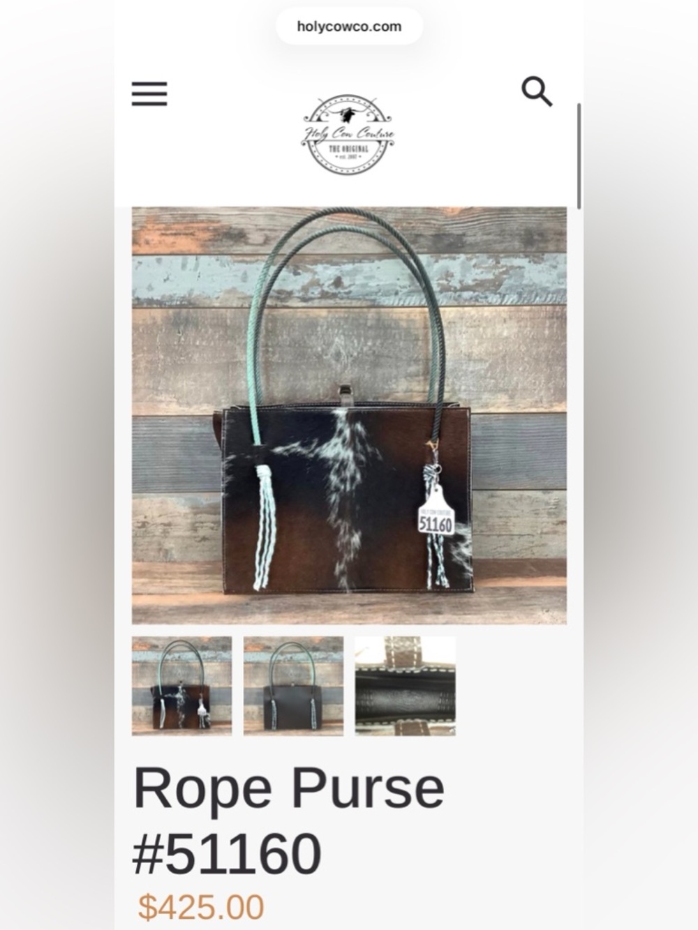 Holy Cow Couture Rope Bag - Picture 9 of 10